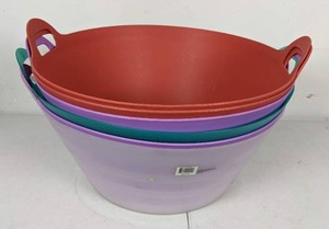 Assortment of 6 Colored Plastic Party Tubs