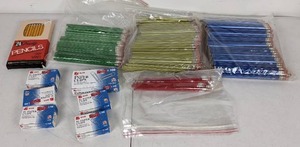 Huge Assortment of Paper Clips and #2 Pencils in Yellow, Green, Red and Blue