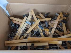 Large Collection of Coldwater Creek Wooden PantsSkirt Hangers with 2-Adjustable Clips