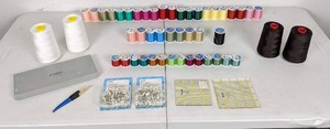 SewingQuilting Supplies Thread, Pins, Square Rulers, Scissors and Seam Ripper