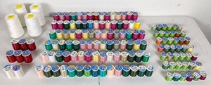 Over 140 Assorted White and Colored Spools of Thread