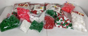 Huge Assortment of Christmas Colored Craft Pom Poms