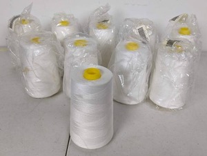 Lot of 10 Brand New Spools of 600 Yard 100% Cotton White Thread