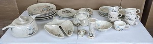Mid-Century Moden Red Wing Bob White Quail Ceramic Dinnerware Set