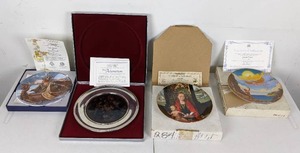 Collection of 4 Vintage Decorative Plates with Certificates of Authenticity August Frank, Flemish Master Hans Memling, The Canterbury Tales and The Adoration