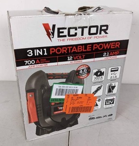 Vector 700 Peak Amp Jump Starter, One USB Charging Port, Rechargeable