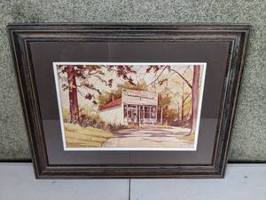 lot 51 image: Framed Wall Art The Crow River Store by Arden Burleigh