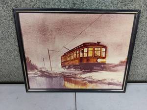 lot 73 image: Framed Trolley Cable Car Artwork