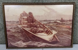 lot 65 image: Framed Oil Painting Fog Warning by Winslow Homer