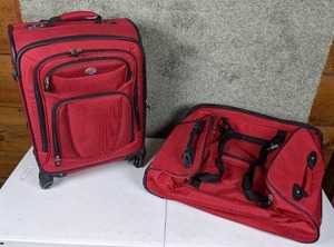 lot 83 image: American Tourister Red Rolling Luggage and Duffel Bag