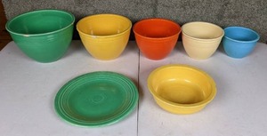 lot 57 image: Collection of Assorted Fiestaware Mixing Bowls and Plate