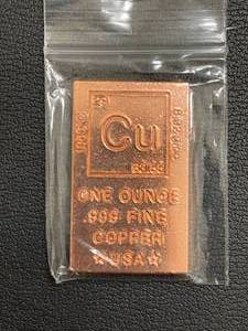 lot 23 image: 1 Ounce .999 Fine Copper Ingot