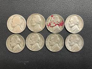 lot 26 image: 8 - Wartime Nickels 35% Silver
