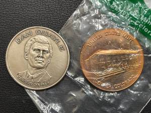 lot 34 image: Dan Quayle and Denver Mint Tokens