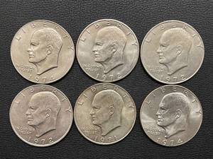lot 35 image: Lot of 6 Ike Dollar Coins