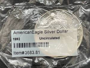 lot 38 image: 1992 American Eagle 1 Ounce .999 Silver