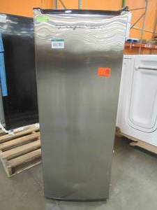 lot 403 image: Frigidaire 6.5 cu. ft. Upright Freezer in VCM Stainless Steel Look, EFRF694 - Slight Scratch and Dent -Works Well