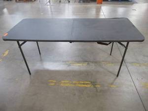 lot 429 image: Cosco 72-in x 29.6-in Rectangle Steel Folding Table 14686BLK2L - Scratch and Dent - Used in Warehouse.