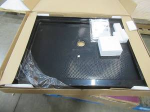 lot 422 image: Dreamline SlimLine 48 in. W x 36 in. D Single Threshold Shower Base in Black - Some Slight Scratching.