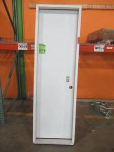 lot 454 image: Steves & Sons 24 in. x 80 in. Premium Flush Primed White Left-Hand Inswing Steel Prehung Front Door with 4 in. Wall STFL-PR-24-4ILH. - Scratch on Interior Side (see Photos).