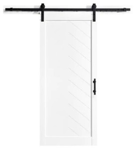 lot 457 image: Ove 36 in. x 84 in. Sliding Barn Door Slab in Textured White Wood - Track not included. Slab Only.