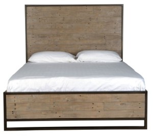lot 507 image: KosasBenjara Home Norton Platform Bed, King - Head And Footboard Only - Missing Rails and Slats.