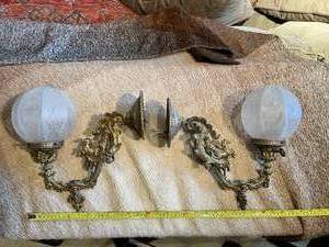 lot 8 image: Matching Ornate Vintage Rennaissance Revival Wall Sconces