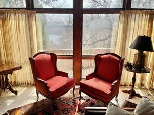 lot 21 image: Matching Pair of CENTURY Furniture Wingback Armchairs