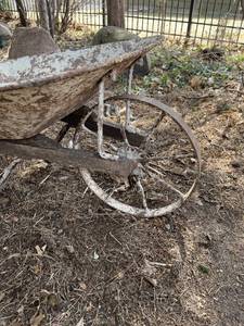 lot 36 image: Vintage Wood Handled Steel Wheelbarrow