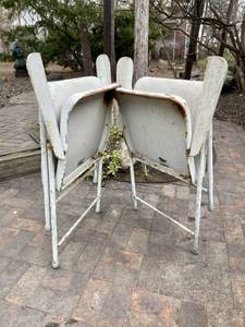 lot 55 image: Pair of Vintage Painted Metal Folding Chairs