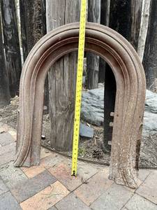 lot 60 image: Large Antique Iron Architectural Fireplace Arch