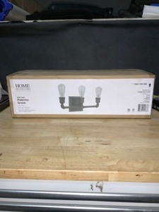Home Decorators Collection Palermo Grove 3-Light Gilded Iron Vanity Light with Painted Walnut Wood Accents. See Pictures
