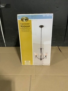 Hampton Bay Westwood 3-Light Oil Rubbed Bronze Chandelier with Frosted White Glass Shades. See Pictures