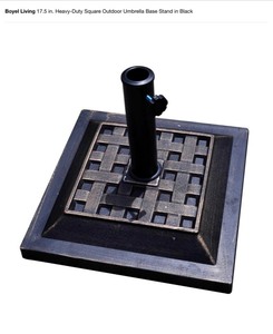 Boyel Living 17.5 in. Heavy-Duty Square Outdoor Umbrella Base Stand in Black. See Pictures