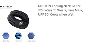 (15) MISSION Cooling Neck Gaiter 12 Ways To Wears, Face Mask, UPF 50, Cools when Wet in Black. See Pictures