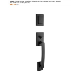 Baldwin Prestige Spyglass Matte Black Single Cylinder Door Handleset, Square Venetian Bronze Low Profile Single Cylinder Deadbolt & Low Profile Rose Keyed Entry Door Handles. See Pictures