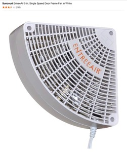 (4) Suncourt EntreeAir 5 in. Single Speed Door Frame Fan in White. See Pictures
