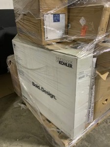 Pallet of Salvaged Parts or Repair Bathroom Goods Including Mirrors, Sinks, Vanity Top & More. See Pictures