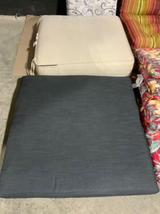 Various Brands & Designs of Outdoor Chair Cushions, Pillow, Lounge Chair Cushions & Stool Cushions. Various Conditions. See Pictures