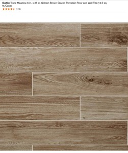 (28) Cases of Daltile Trace Meadow 6 in. x 36 in. Golden Brown Glazed Porcelain Floor and Wall Tile (14.5 sq. ft.Case). See Pictures