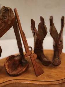 lot 53 image: Hand-Carved Cowboy Setting