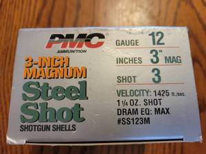 lot 10 image: PMC 12 Gauge  3 Magnum Steel Shot 3 Shot