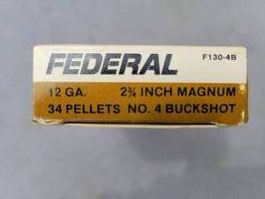 lot 5 image: Federal 12 Ga. 2 34  Magnum  No.4 Buckshot
