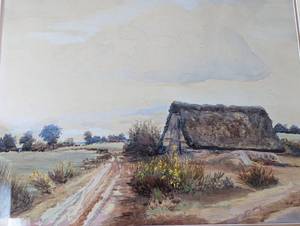 Framed Scenic Watercolor Painting