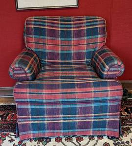 Plaid Upholstered Armchair