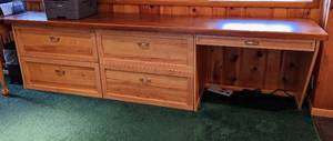 Long Wood Desk with Filing Drawers