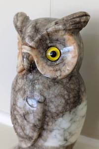 Italian Carved Alabaster Owl SculptureBookend