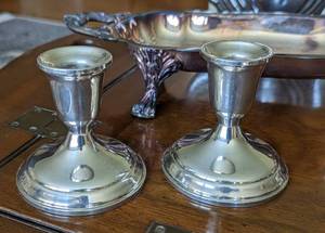 Vintage Silver Plated Servingware and Sterling Candleholders