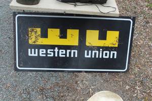 lot 631 image: Western Union Metal 2-Sided Sign