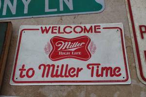 lot 637 image: Welcome to Miller Time Metal Sign